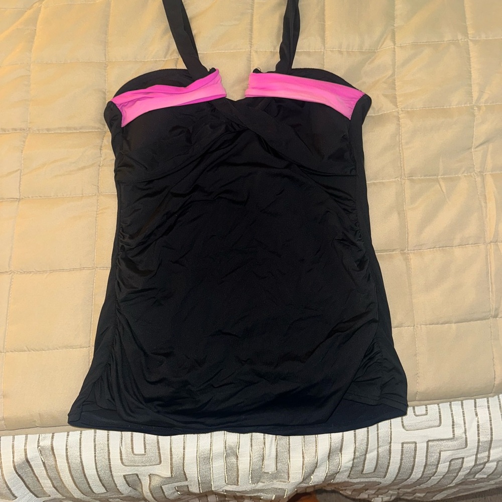Anne Cole Black and Pink One Piece Swimsuit